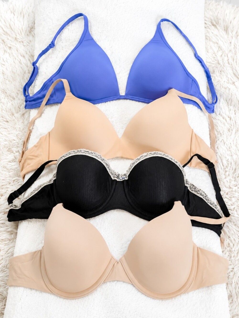 4 GapBody Bras Size 34B Lot 4 Wireless T Shirt Underwire Balconette Nude Black